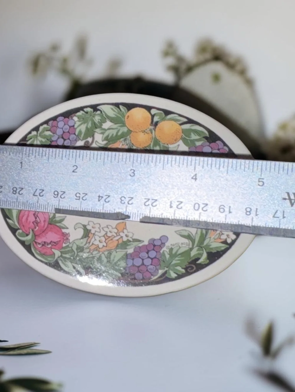 Vintage 1999 Santa Barbara Ceramic Design Welcome Plaque Fruit Floral Wall Decor
